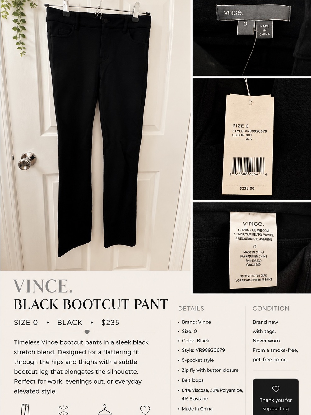 Vince Black Bootcut Pants